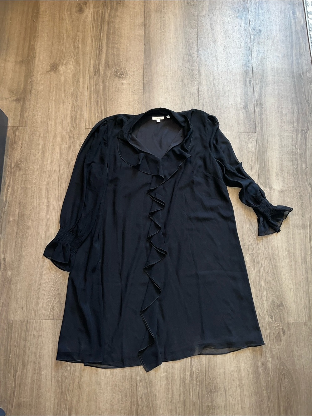 Black Ruffle-Front Women's Dress